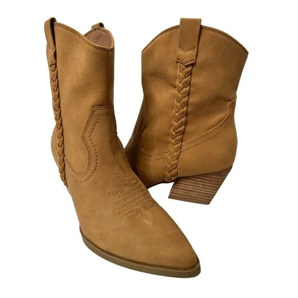 Dolce Vita Koolson Women's Western Stacked Heel Braided Boots Size 6.5 - Picture 5 of 8